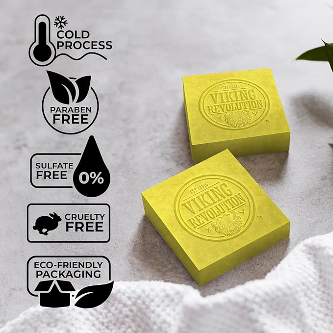 Viking Revolution Bergamot Natural Soap for Men - Mens Soap Bar with Essential Oils Cold Pressed Bar Soap for Men - Nourishing Mens Bar Soap with Coconut Oil, Shea Oil, Almond Oil (2 Pack)