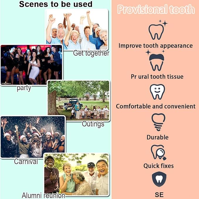 Provisional Tooth Repair Kit-Thermal Fitting Beads Granules and Fake Teeth for Provisional Fixing Missing and Broken Tooth (Teeth - Piece White)