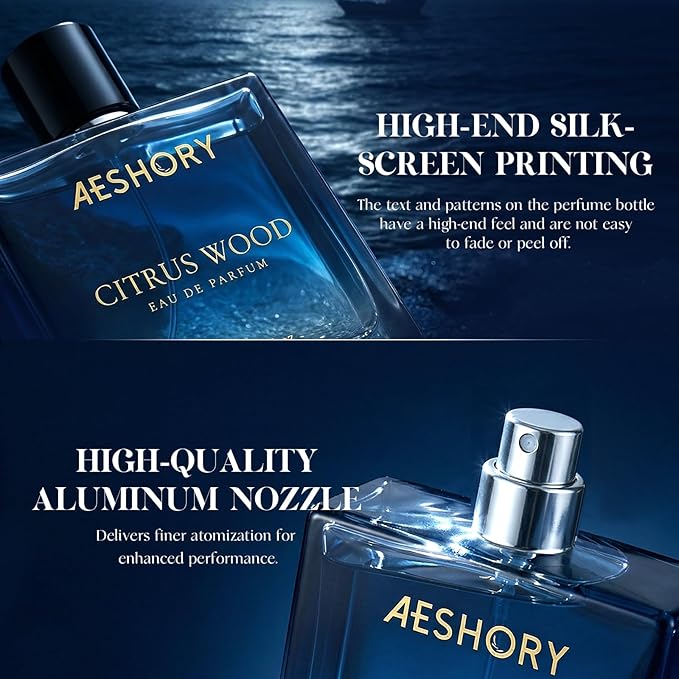 Aeshory Luxury Unisex Perfume, 3.4 FL OZ Long Lasting Eau De Parfum Cologne For Men & Women, Aromatic Citrus Wood Fragrance for Date & Gift, Fresh Scent Perfume Spray