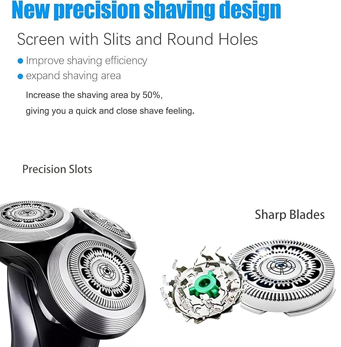 SH60 Replacement Shaver Heads Compatible with Philips Norelco Series 6000, Replacement Blades Compatible with Philips Electric Shaving Series 6000