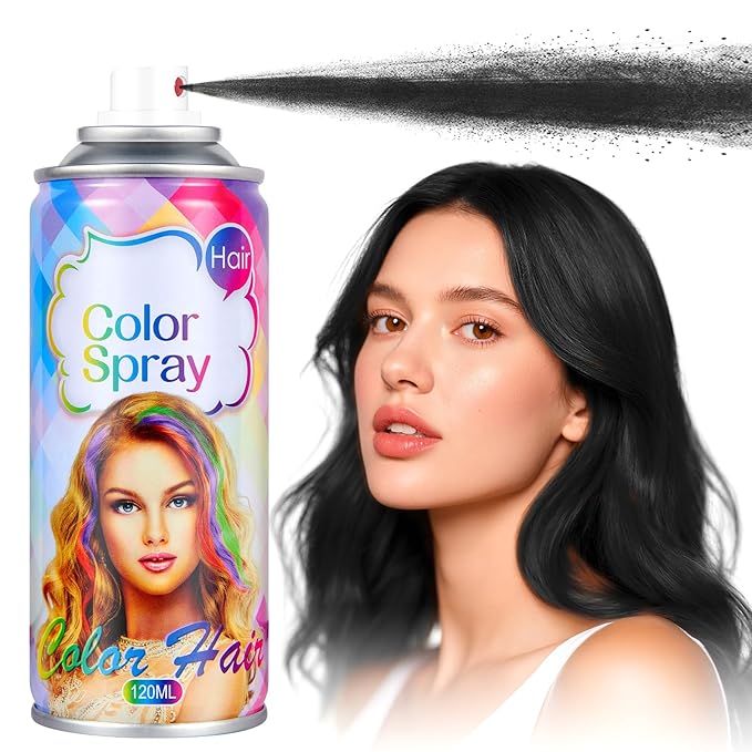 Acomler Black Hair Spray, Washable Temporary Hair Color Spray for Kids Women, Natural Hair Color Wax, Disposable Temporary Hair Dye Wax Pomades for Cosplay, Christmas, Party, Halloween (Black, 4.06oz)