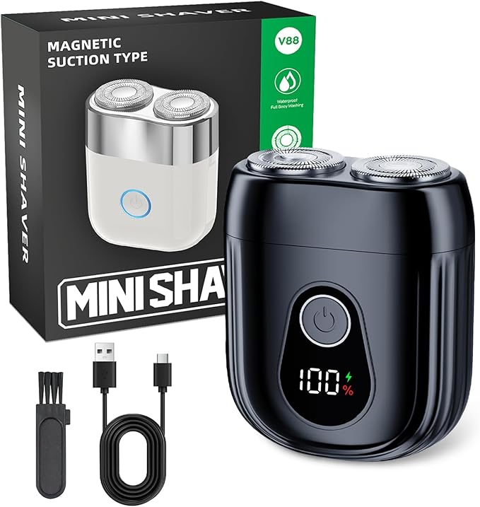 Portable Mini Electric Shaver for Men & Women – USB-C Rechargeable Waterproof Cordless Razor, Compact Travel Face & Body Trimmer for Home & Business (Black)