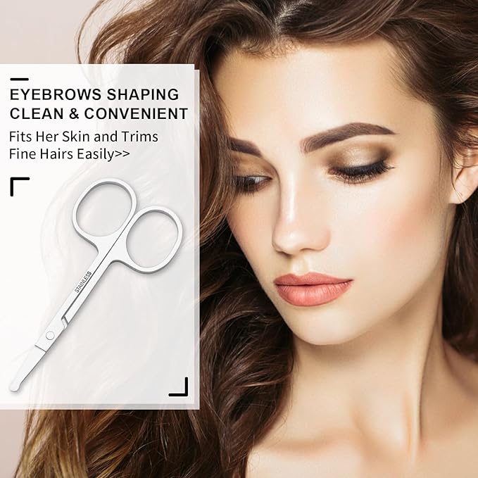 FEITA Mini Nose Hair Round Tip Scissors, Men's grooming Scissor All Purpose Facial safety Scissors Cute for Woman Eyebrow, Lash, Mustache, Pubic Hair