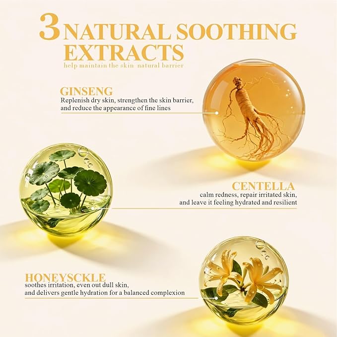Hydrating Face Wash, Light Makeup Remover Facial Cleanser with Ginseng Centella for Dry and Sensitive Skin, Gentle Daily Foaming Cleansing Gel for Women Men, Alcohol Fragrance Free, 125ml