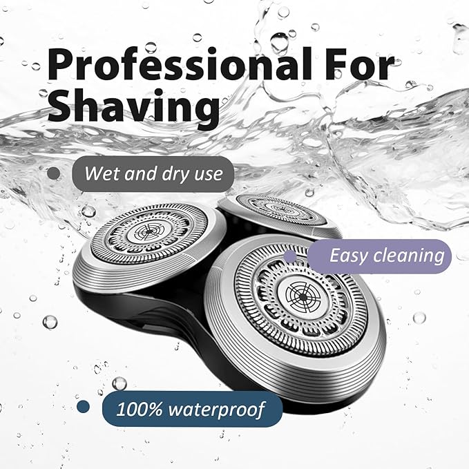 SH90 Replacement Rotary Heads for Philips Norelco Shavers Series 9000, New Version of Metal Wheel Buckle and Upgrade Double-Layer Precision Blades