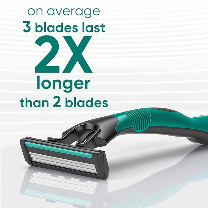 20 count Disposable Razors for Men,3-Blade Razors,Bulk Stainless Steel Shavers with Lubricating Strip for Shaving Sensitive Skin