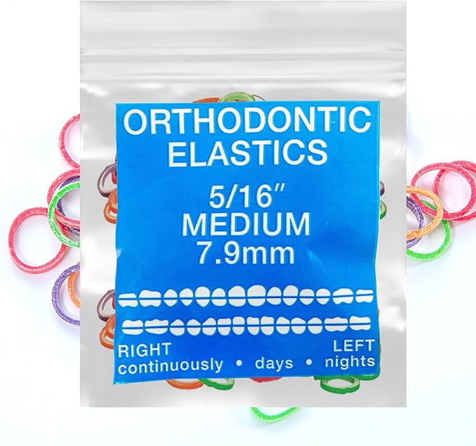 Neon Latex 100 counts Intraoral Elastic Bands Orthodontic Elastics Dental Rubber Bands Made in US Medium 5/16'', Neon Latex