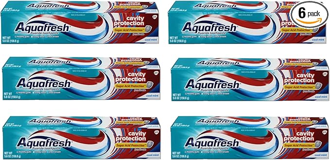 Aquafresh Cavity Protection Tube Cool Mint, 5.6 Ounce (Pack of 6)