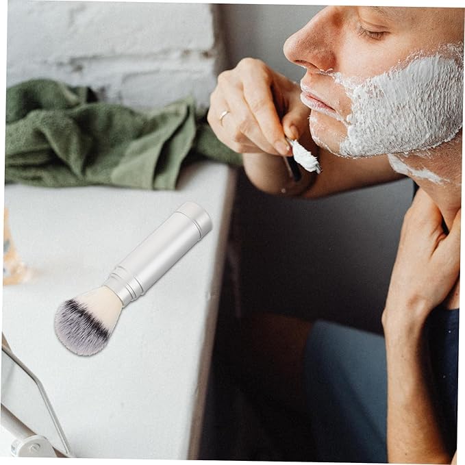 Men Shaving Brush Portable Travel Beard Brush Lightweight Nylon Bristles Facial Hair Grooming Tool for Home and Travel
