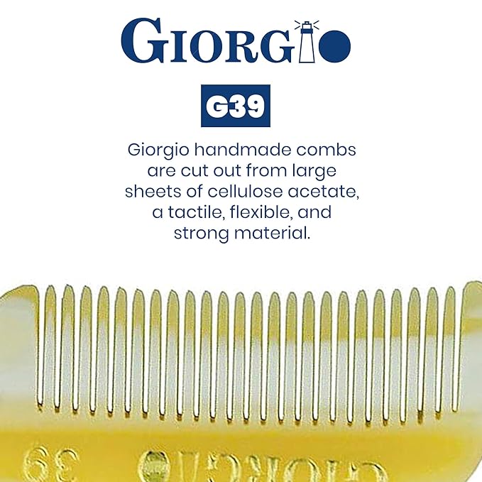 Giorgio G39 Mini Extra Small Men's Fine Toothed Beard and Mustache Comb for Facial Hair Grooming and Styling. Add this pocket comb to your hair styling accessories, Saw-Cut and Hand Polished