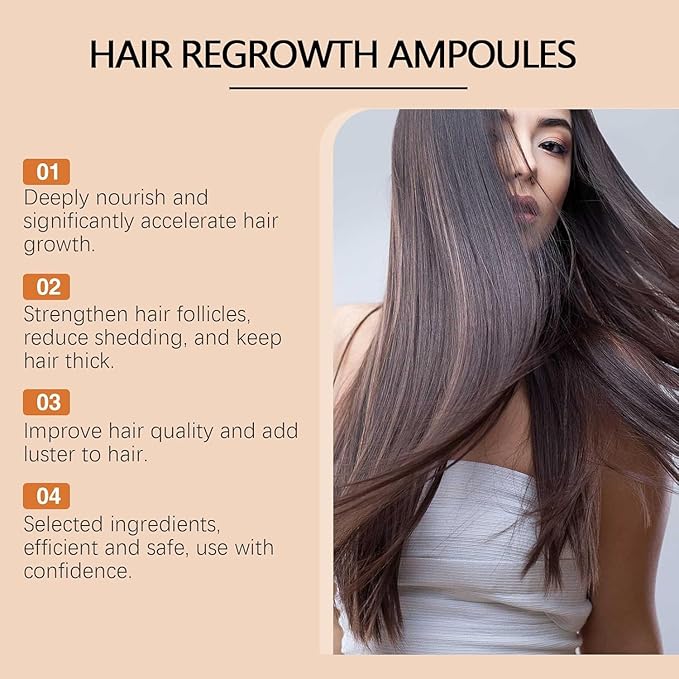 Hair Ampoule Serum, Ampollas Para el Crecimiento del Cabello, Hair Regrowth Oil, Repairs and Promotes Hair Growth, Hair Strength Ampoule (2 Pcs)