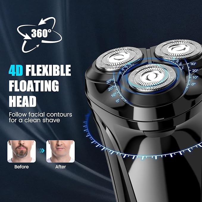 Brightup Electric Razor for Men Face, Wet & Dry Electric Shaver for Men with Pop-up Trimmer, Men's Razor with 4D Flex Precision Blades, USB Fast Charging, LED Display, Travel Lock, Storage Case