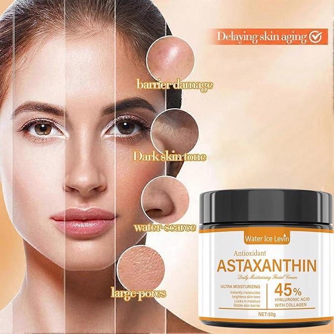 2PCS Astaxanthin Face Cream, Anti-Aging Face Moisturizer For Reduce Wrinkles & Fine Lines, Daily Repair Facial Moisturizing Cream for Women and Men Antioxidant and Nourish, All Skin Types