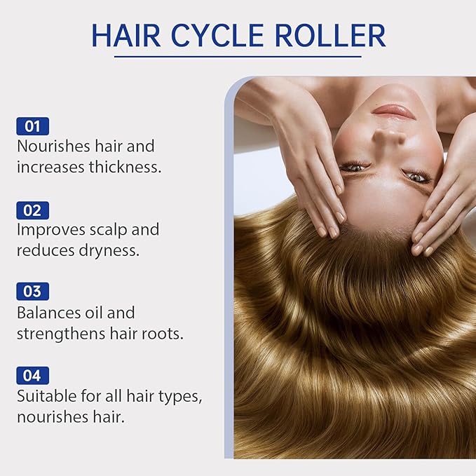 30ml Rosemary Hair Growth Serum Roller - Hair Regrowth Treatment for Thicker & Stronger Hair, Anti-Hair Loss Scalp Care Essence with Ginger & Vitamin E