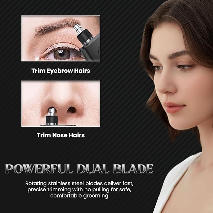 Nose Hair Trimmer for Men Women - Electric Nose Hair Clipper with Replaceable Stainless Steel Blade, Powerful Motor, Wet/Dry Use, Portable USB Rechargeable Design | Black