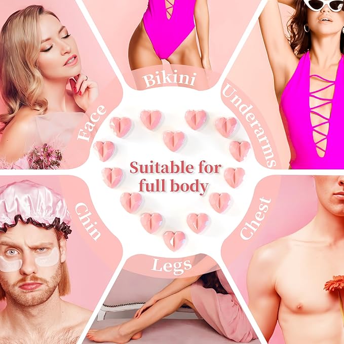 Chulan Heart Hard Wax Beads for Sensitive Skin, 400g Hypoallergenic Unscented Waxing Bead for Coarse Hair Removal, Stripless Wax Beans Pearl for Body, Brazilian, Bikini, Legs, Armpits Women Home Salon