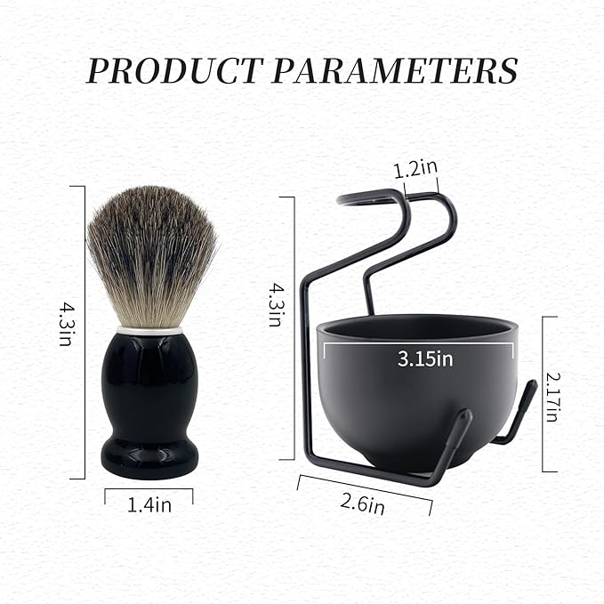 Shaving Brushes for Men,5 in 1 Shave Brush Kit,Includes 100% Pure Badger Shaving Brush, Shaving Bowl,Shaving Cream& Shave Soap Best Shaving kit for Men Gift Set (Black)