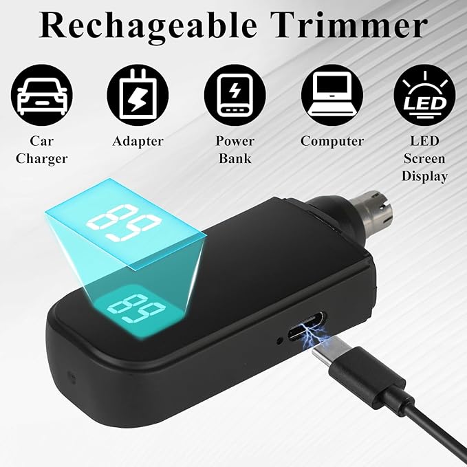 Portable Nose and Ear Trimmer Clipper for Men Women,2025 Professional LED Dsiplay Nose Hair Trimmer with Powerful Motor and Dual-Edge Blades for Smoother Cutting Mini Travel Size