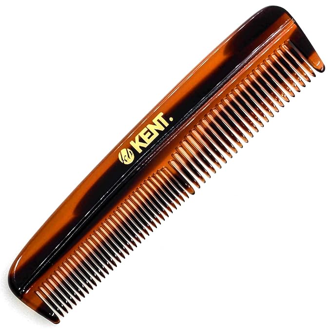Kent R7T THE APSLEY Limited Edition Double Tooth Hair Pocket Comb, Small Fine/Wide Tooth Comb for Styling Hair, Beard and Mustache for Men, Women and Kids. Saw Cut Hand Polished. Handmade in England