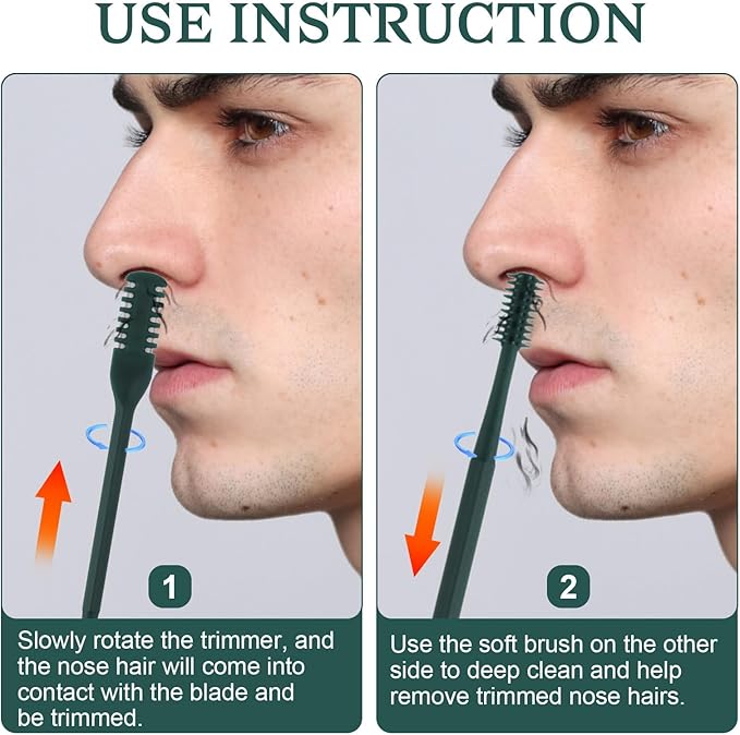 5Pcs 2-in-1 Nasal Hair Cutter, Upgrade Double Sided Nose Hair Trimmer, Portable 360° Rotating Manual Nostril Hairs Remover Tool for Men and Women, 5 Colors