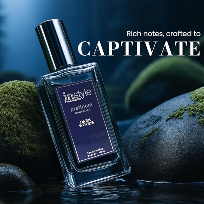 Instyle Fragrances Platinum Collection Dark Woods, Inspired by T. Ford's Blac.k Orchid, Premium Unisex Eau de Parfum, CLEAN, Vegan, Paraben-Free, Never Tested on Animals, 3.4 Fluid Ounces