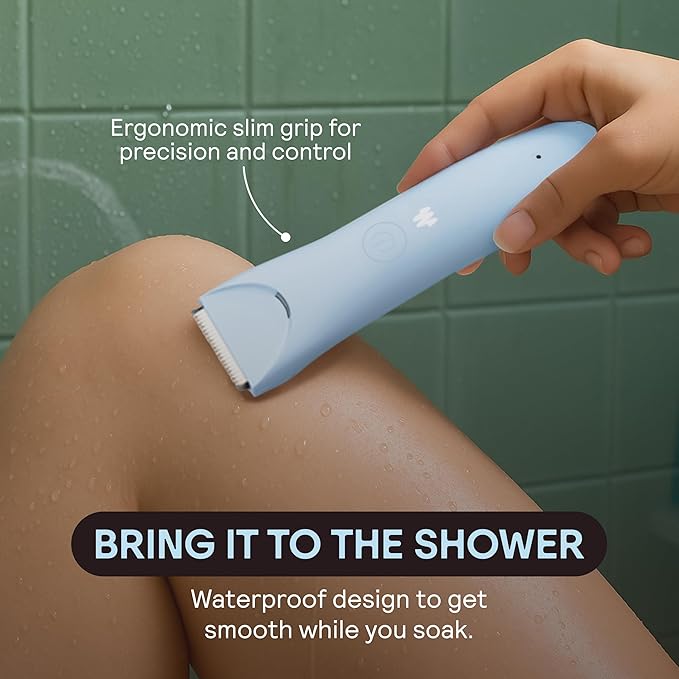 MERIDIAN Slimmer Trimmer – Electric Bikini Line & Pubic Hair Trimmer for Women, Body Hair Groomer for Intimate Areas, Legs & Underarms, Waterproof & Rechargeable, Sky