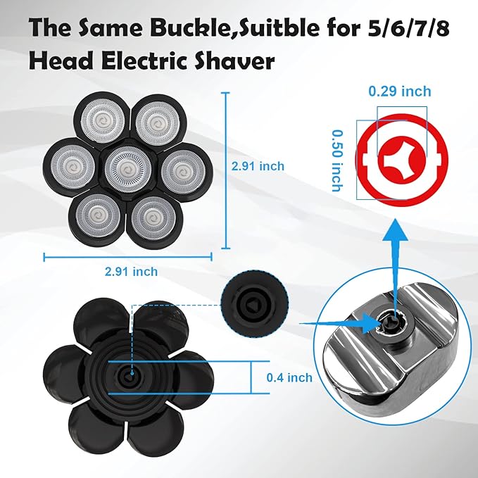 Electric Shaver Replacement Heads 7D - 7 Replacement Blades Head Razor Heads Universal Stainless Steel Rotary Blade for Bald Head Razor for Men (7 Heads Black)