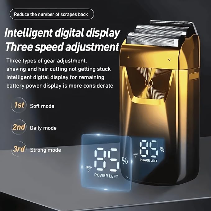 Electric Foil Shaver for Men,Wet Dry Mens Barber Shaver & Trimmer 2 in 1,Professional USB Cordless Rechargeable Razor for Men,LCD Display,Twin Titanium Blades System,Best Gift to Father