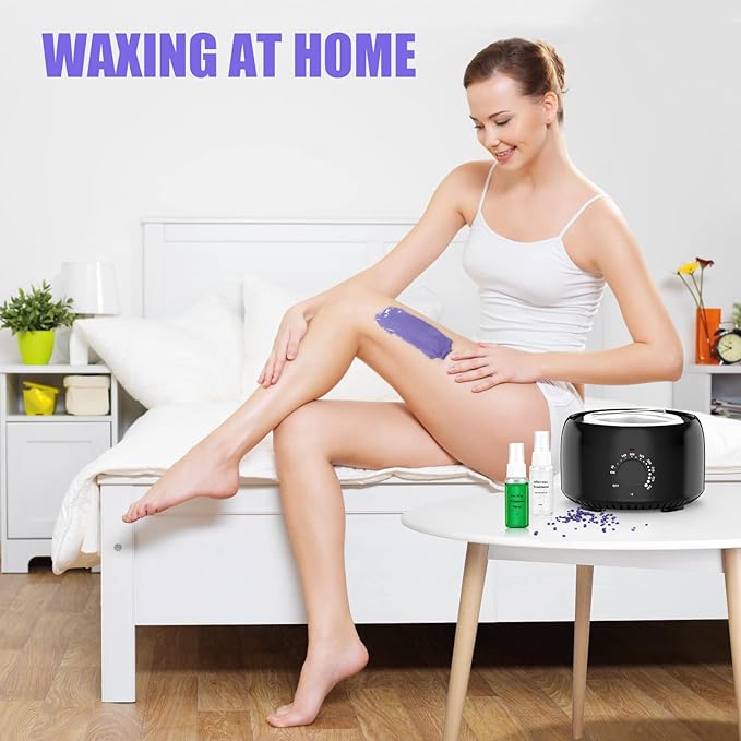 Waxing Kit - Wax Warmer for Hair Removal, Hard Wax Kit with 14oz 5 Bags Hard Wax Beans for Full Body, Legs, Face, Eyebrows, Bikini, Brazilian Waxing Kit for Women Men