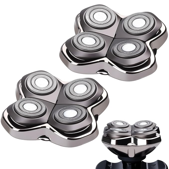 2Pack Pro 4 Shaver Replacement Heads Compatible with Skull Pitbulls Gold PRO, Silver PRO, Platinum PRO Head Shavers, Electric Shaver Half Head for Men/Women (2 PACK CAVER)