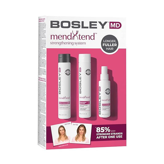 BosleyMD MendXtend Strengthening System with Saw Palmetto & Hyaluronic Acid â€“ Prevents Breakage and Promotes Growth for Longer, Thicker, Fuller Hair,1 Count(Pack of 3)