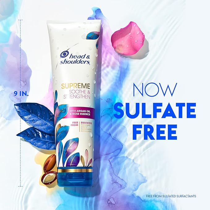 Head & Shoulders Supreme Anti-Dandruff Shampoo and Conditioner Set, 1% Pyrithione Zinc, Sulfate-Free, Argan Oil and Rose Essence, for Dry Scalp and Dandruff, 21.2 fl oz