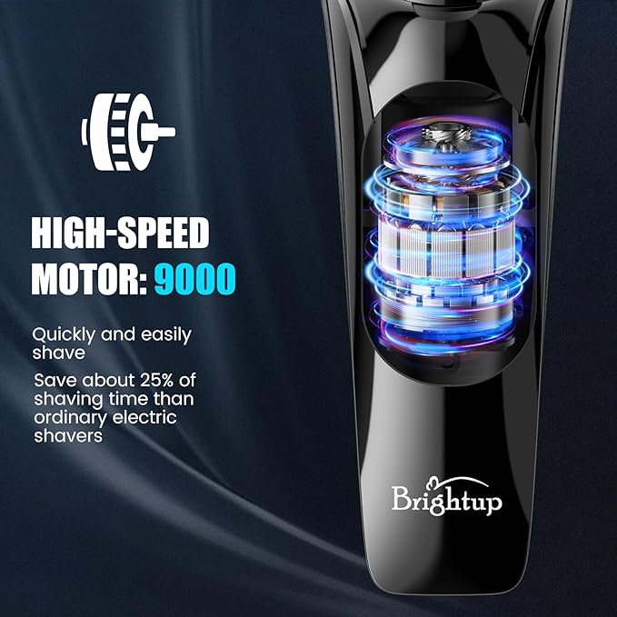 Brightup Electric Razor for Men Face, Wet & Dry Electric Shaver for Men with Pop-up Trimmer, Men's Razor with 4D Flex Precision Blades, USB Fast Charging, LED Display, Travel Lock, Storage Case