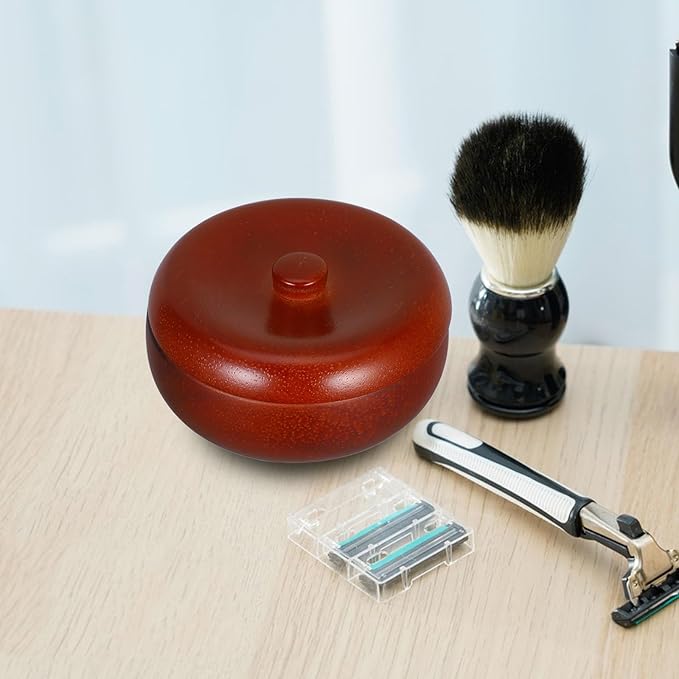 Wooden Shaving Soap Bowl with Lid Shaving Soap Container for Men’s Facial Cleaning Suitable for Barber Wet Shave Accessories