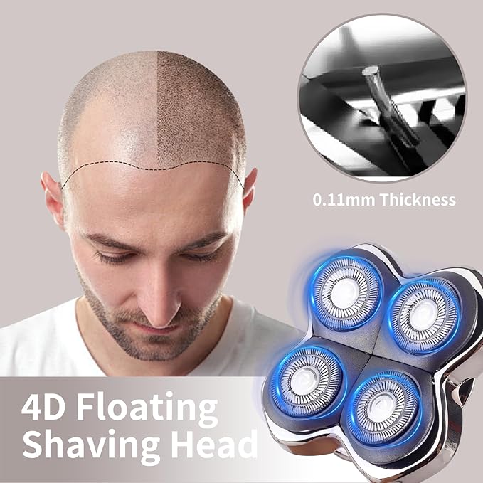 Head Shaver Replacement Heads Compatible with Pitbulls Gold PRO,Silver PRO, Platinum PRO,Butterfly Kiss PRO - Hypoallergenic Stainless Steel Shaver Foil Replacement - 4D Floating Blade