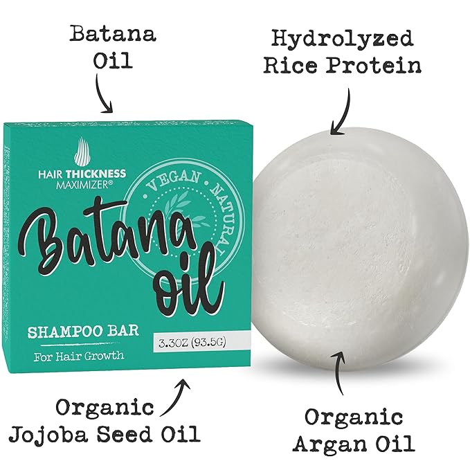 Hair Thickness Maximizer Batana Oil for Hair Growth Shampoo Bar - Eco-Friendly, No Harsh Chemicals, Color Safe, pH Balanced - Solid Shampoo Bar Equal to 3 Liquid Bottles - Zero Plastic, USA Made