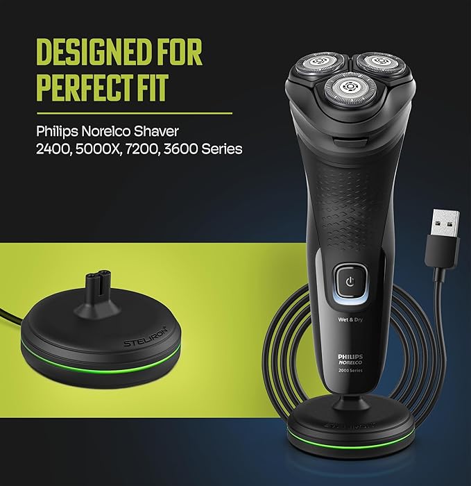 Charging Stand for Philips Norelco Shavers 2400, 5000X, 7200, 3600 Series - Charger Dock with LED Light Indicator and USB Cable Compatible with Models X3001, X5006, S7887 and S3243