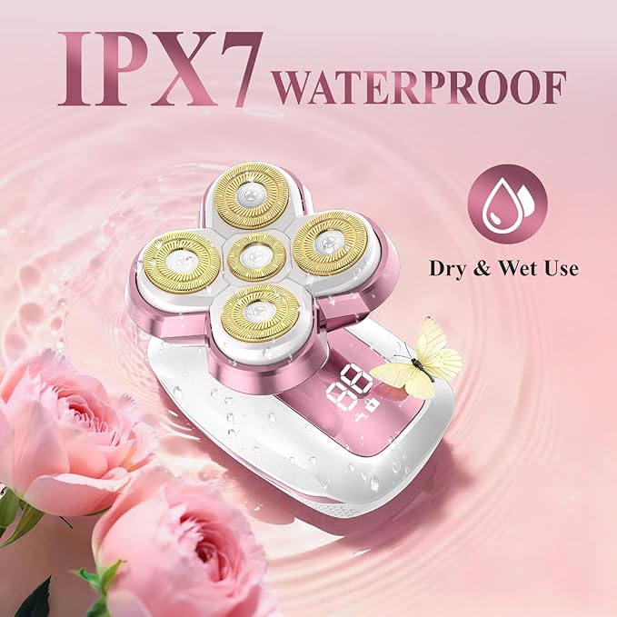 Electric Razor for Women with 5D Magnetic Blade, Women Shaver Waterproof Use, Hair Storage Design, Fast Type-C Charging & LED Power Display, Travel-Friendly