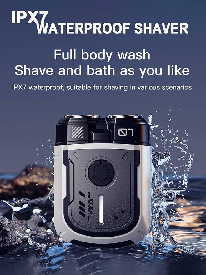 Mini Shaver, Portable Travel Shaver, Mini Rotary Shavers for Men, Dual Blades IPX7 Waterproof Cordless USB Rechargeable Electric Razor Trimmer