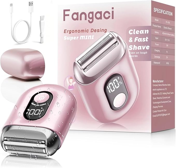 Cordless Electric Shaver for Women: Mini Electric Razors with LED Display - Rechargeable Bikini Trimmer - IPX7 Waterproof Wet Dry Face Razor for Body Pubic Leg Valentine's Day Gifts