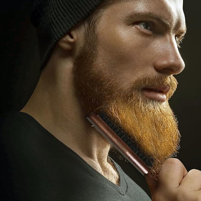 Men's Wood Hair and Beard Brush – Soft Boar Bristles – Massages and Exfoliates Skin and Scalp – Ideal Men's Grooming Accessory