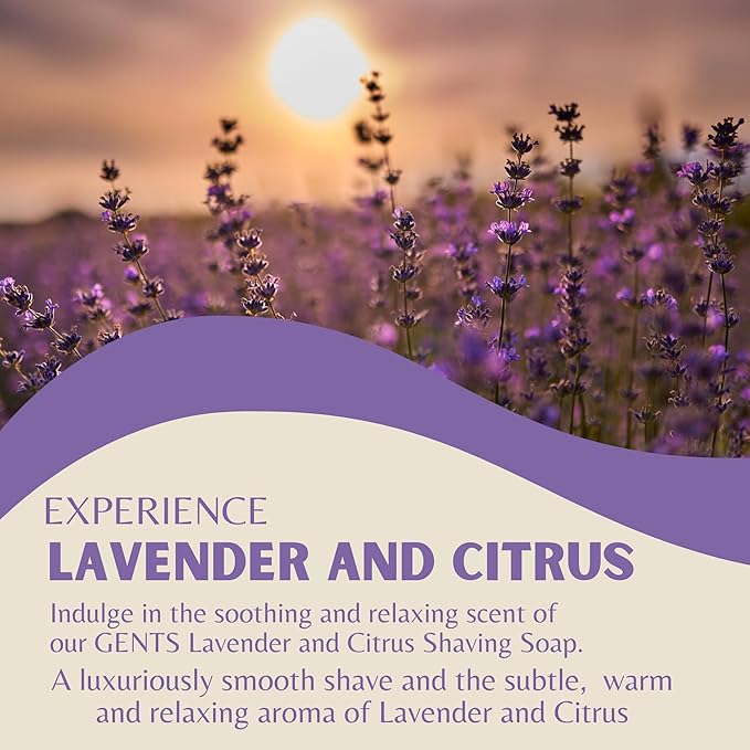 Stainless Steel Shaving Mug with Handle & Shea Butter Infused Lavender Citrus Shaving Soap – Men’s Wet Shave Bowl with Natural Lathering Soap