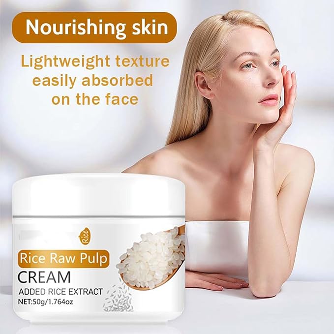 Rice Cream for Face, Rice Raw Pulp Essence Face Cream Anti Aging Face Moisturizer Face Cream Daily Skincare Moisturizing Soothe Dryness Anti-wrinkle Lightweight Facial Cream for Women & Men