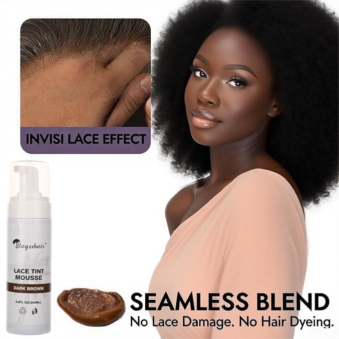Lace Tint Melting Hair Mousse Foam for Women Men Hair Wig Lace Wigs Toupees and Hairpieces Natural Finishing Lace Color(Dark Brown)
