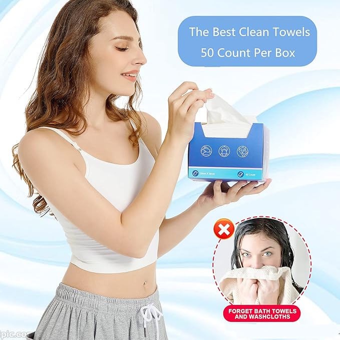 Disposable Cloths For Face 200Count Travel Cleaning Cloths Clean Towels Makeup Remover Wipes (4Boxes)