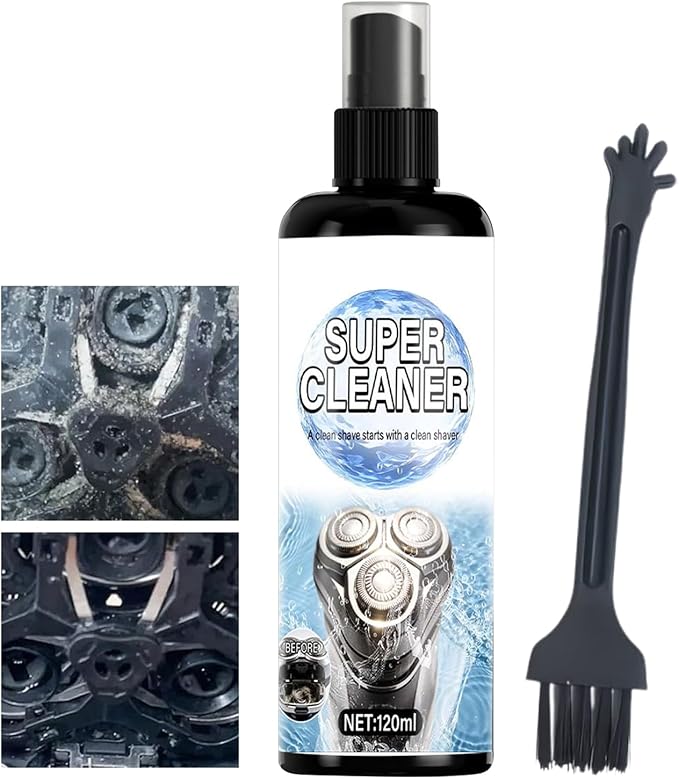 Electric Shaver Cleaner - 120ml Trimmer Care Spray | Optimal 3 Step Longevity Washing Care Spray For Shaver With Brush For Home Barber Bathroom Shower Dormitory Apartment
