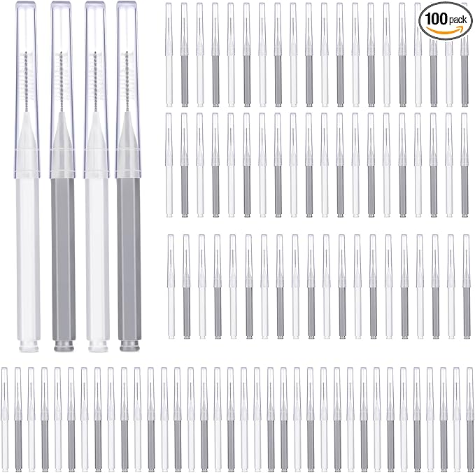 Patelai 100 Pieces Braces Brush for Cleaner Interdental Brush Toothpick Dental Tooth Flossing Head Oral Dental Hygiene Flosser Toothpick Cleaners Tooth Tool(White, Grey,Ideal Size)