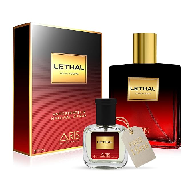 ARIS Lethal Eau de Parfum – Long-Lasting Woody and Musk Fragrance for Men – 100mL Perfume Spray with Bonus 15mL Perfume Sample (Randomly Selected)
