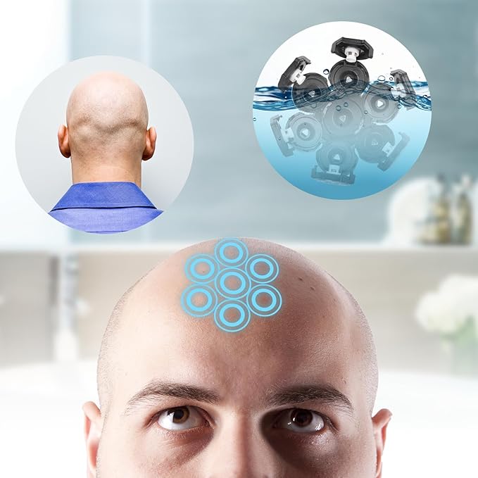 Wanocean 2 PC 7 Men's Electric Shaver Replacement Heads, Razor Head Shavers for Bald and Face, Shaving Beard Cutter for Men with Brush Accessories