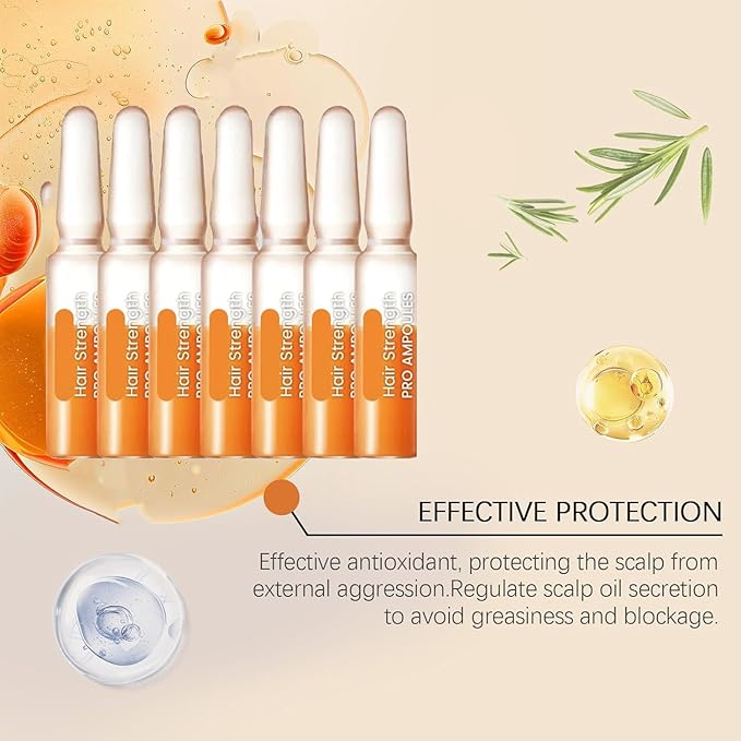 Hair Ampoule Serum, Ampollas Para el Crecimiento del Cabello, Hair Regrowth Oil, Repairs and Promotes Hair Growth, Hair Strength Ampoule (2 Pcs)